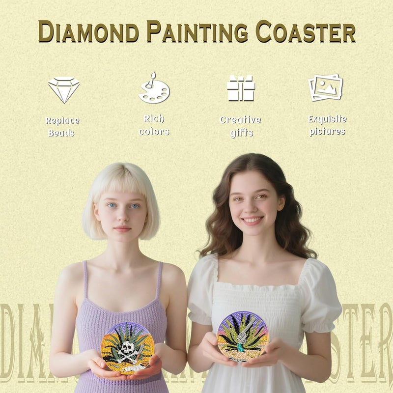 DOTZSO 8 Pcs Desert Diamond Art Coaster Kits with Holder,Diamond Painting Coasters for Adults Beginners,Home Decor Abstract,Fun Gifts for Women - Image 4